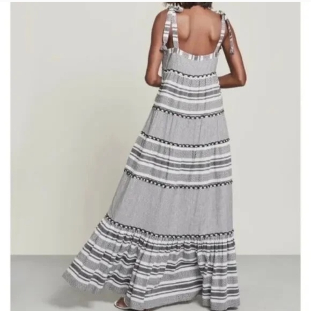 Veronica Beard Black and White Boho Tiered 100% Cotton Maxi Dress - Picture 3 of 3